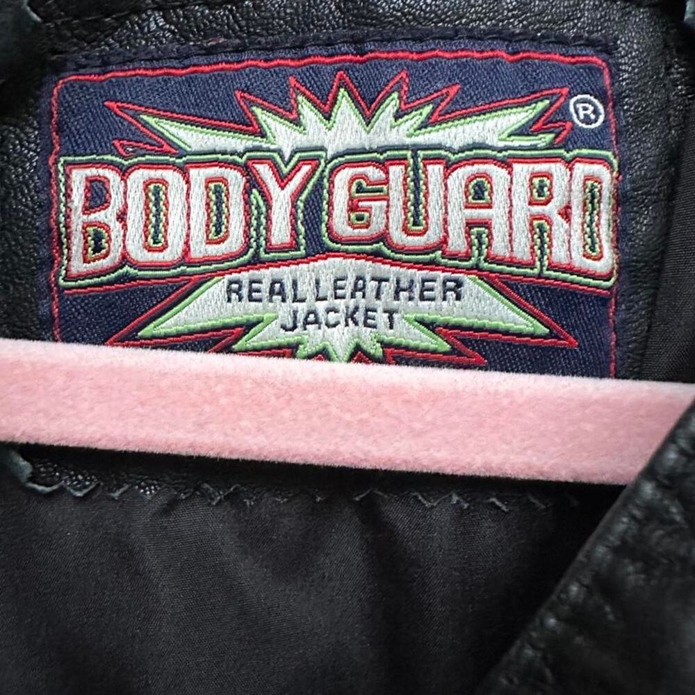 Body Guard Real Leather Jacket Womens L Black Moto Motorcycle Y2K Zip Pocket - Picture 3 of 6